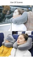 Almohada De Cuello Para Viaje U-Shaped Inflable Con Capucha Almohada De Siesta Para Coche Exterior Y Avión Almohada De Cuello De Viaje - details 7