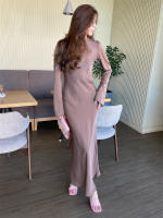 Vestido Maxi Elegante Para Mujer Con Cintura Alta Manga Larga Slim Fit Vestido Largo De Fiesta Casual Lujo Otoño Vestido Synthético - details 9