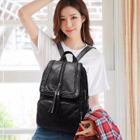 Mochila De Cuero PU Para Mujer 2024 Bolso De Viaje Multi-funcional Clásica Negra Impermeable Bolso De Hombro De Escuela - details 2