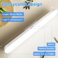 Luz LED recargable de 3000mAh y 32cm,Con sensor de memoria,imán y ajuste de luz. Recargable USB sin cables molestos.Luces Ideal para habitacion, escritorio,muebles,cocina, armario y baño. - details 4