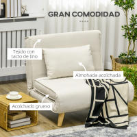 HOMCOM Sofá Cama Individual 2 en 1 Sillón Cama Plegable Sillón Individual con Respaldo Ajustable y Cojín para Sala Dormitorio Oficina en Casa Carga 125 kg 90x78x79 cm Beige - details 3