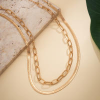 IngeSight.Z Vintage 4pcs/set Collar De Mujer Punk Con Colgante Redondo Y Cadena De Serpiente Cubana Choker De Color Oro Plata - details 11
