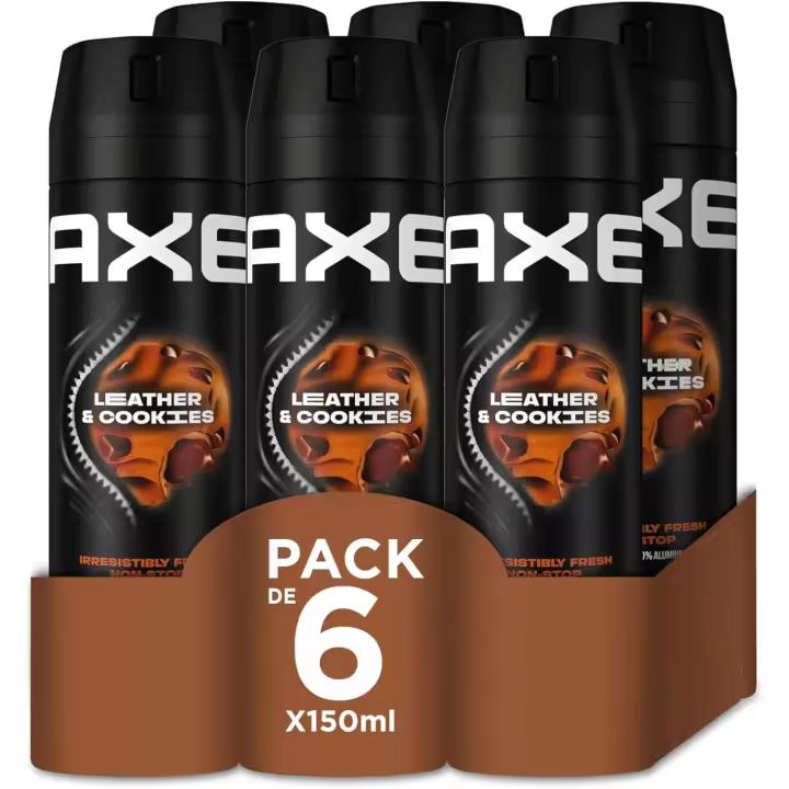 Axe Leather & Cookies Desodorante Aerosol - 150 ml - Pack de 6 botes - 1