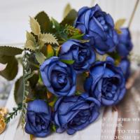 Bouquet Realista De Pétalos Multicapa Artificial Peonía Con Vínculos Verdes Hojas Verdes Flores Falsas Plantas Decoración Para El Hogar - details 7