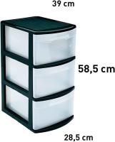 Cajonera de Almacenamiento "Tamesis" con 3 cajones, Torre de almacenamiento multiusos para oficina, hogar, escuela, etc. 58,5 x 28,5 x 39 cm. Color Negro. - details 1