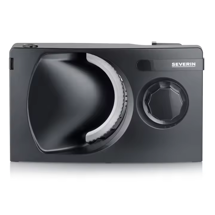 SEVERIN - Cortafiambres eléctrico con corte 0-15 mm, cortadora de fiambre apta para carne, pan y queso, máquina para cortar, rebanadora con protector de dedos, Negro, 100 W, AS 9578 - 1