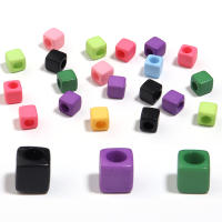 100Pcs Cuentas De Acrílico Cuadradas Con Agujero Grande Para Joyería Hecha a Mano DIY Pulseras Y Aretes Suministros De Colores Sólidos - details 2