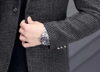 Traje Casual Grueso Para Hombre Estilo Coreano De Moda Abrigo Occidental Slim Ajustado Traje De Otoño E Invierno Con Cierre Simple - details 13