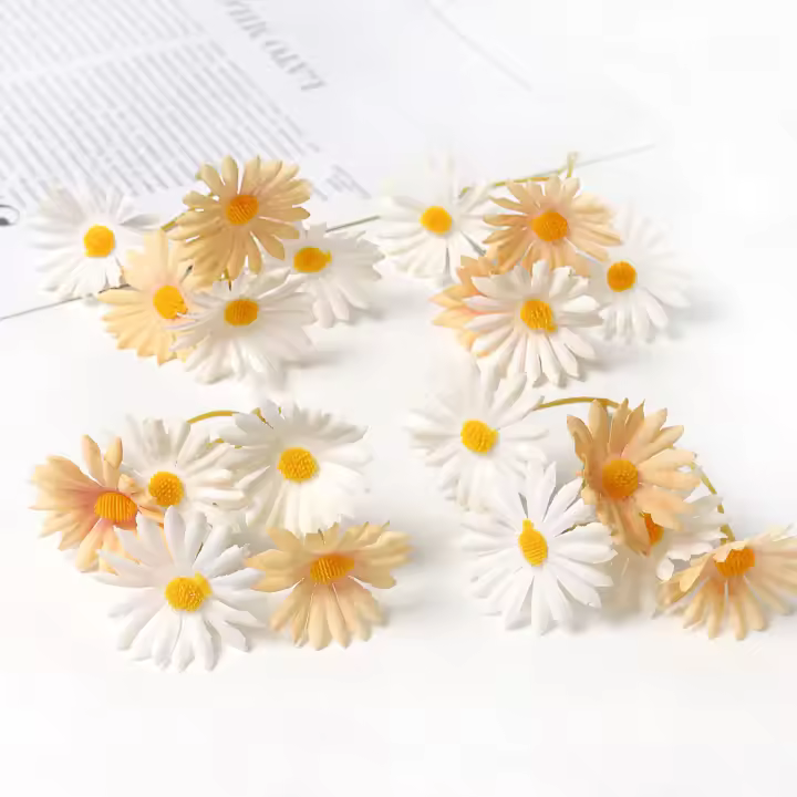 5/10/20Pcs Flores Artificiales De Margarita Decoración Para Hogar Y Bodas Accesorios Para Guirnaldas DIY De Tela Silken - 1
