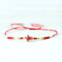 Pulsera De Hilo Fino Para Mujer Pulsera Macramé Hecha a Mano Con Cuentas De Semillas Y Tortuga Accesorio Casual De Playa Bohemia - details 5