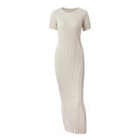 Vestido Largo De Mujer Con Encaje Corto Y Cuello Redondo Estilo Casual Para Primavera Y Verano Vestido De Encaje Slim Fit - details 3