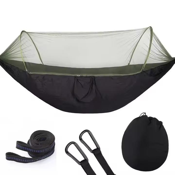 Hammock Doble Al Aire Libre Con Protección Contra Mosquitos Sombrilla Desplazable Silla De Arbol Para Camping Resistente Al Desbarrancamiento - 1