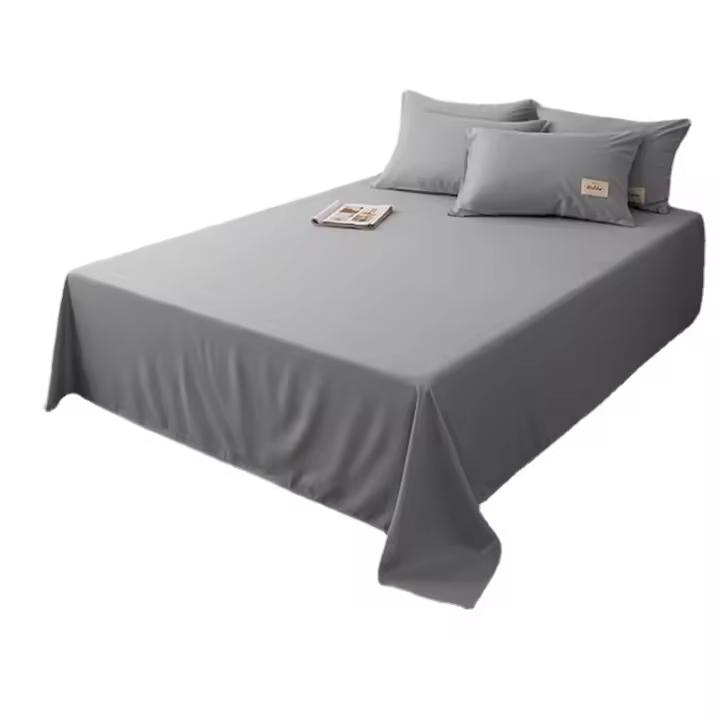 Sábana Plana De Cama Doble En Poliéster Suave Sólida Y Sencilla Para Adultos Tamaño Single/Queen/King Ropa De Cama Hogar - 1