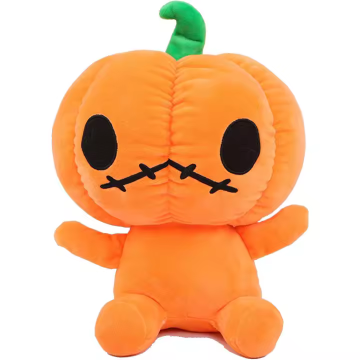 Peluche de calabaza de Halloween, calabaza de peluche naranja de Halloween, peluche esponjoso, lindo cojín de calabaza festivo, juguete suave para decoraciones de Halloween, agrega un ambiente festivo - 1