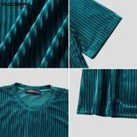Camiseta Estilo Casual Para Hombres INCERUN Tees De Moda Con Cordón Cuello Redondo Estirable Tallas S-3XL Para Fiestas Y Mostrados - details 15
