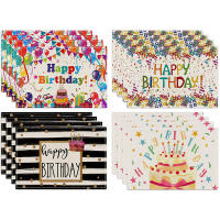 Nuevos Tapetes De Mesa De Cumpleaños Tema Tela De Lino Feliz Pastel Globo Impresión Aislamiento Decoración Para Comedor Moderno Estilo - details 2