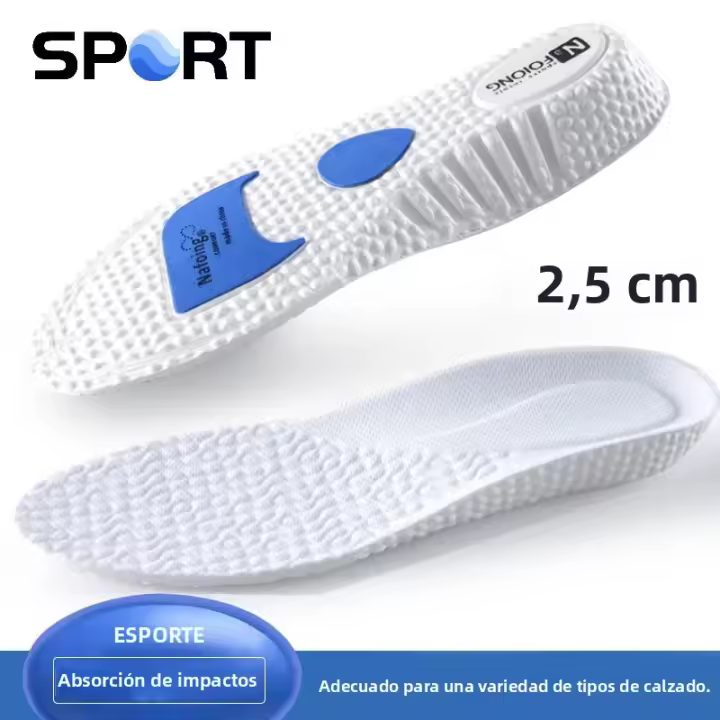 1 Par De Plantillas De Zapatilla Antideslizante Absorbente De Choque Transpirable Absorbe Sudor Alivia La Fatiga De Las Piernas Aumenta La Altura Plantillas De EVA Para Hombres - 1