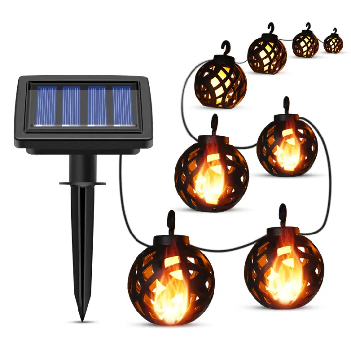 Luces De Cadena Solar LED Para Exterior Impermeables Con Llama Saltarina Y 8 Balones Para Patio Jardín Jardín Solar Lámpara Colgante - 1