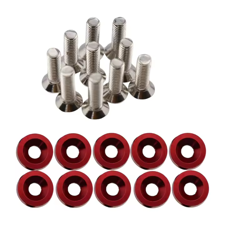 Juego De 20 Piezas Tornillos Y Anillas De Acero Inoxidable Para Coche Modificado Hexágonos Fuertes Tornillos De Aluminio Para Parachoques - 1