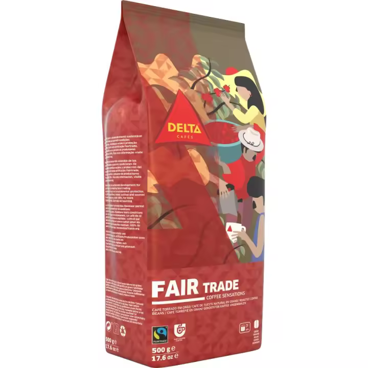 Delta Fair Trade - Café en Grano Certificado Natural 500 gr - Notas de cacao, chocolate y caramelo - 1