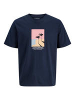 Jack & Jones SS25 Hombre Pack 2 Camisetas de Algodón Mod JORCALIFA en color Arabian y Navy Blazer logo estampado Moda Casual Informal REF 286108 - details 3