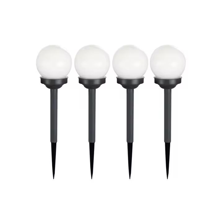 Mediawave Store 4pz Lampada Sfera Ricarica Solare 15cm da Esterno Picchetto Piantabile Giardino - 1