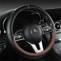Cubierta De Volante Universal De Cuero Completo Tamaño 37-38cm Transpirable Antideslizante Accesorios De Decoración Para Coche - details 12