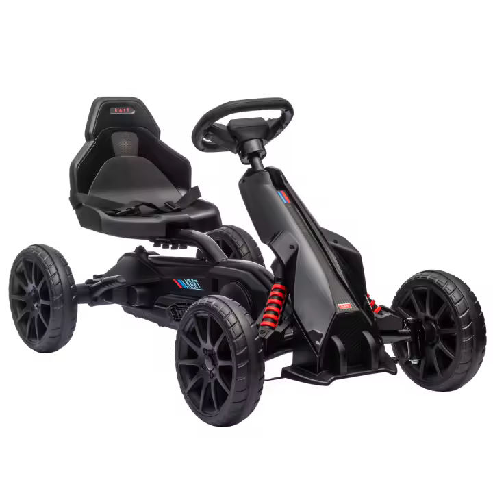 HOMCOM Kart de pedales para niños, kart infantil, con asiento regulable en 4 posiciones, ruedas silenciosas de EVA, 100 x 58 x 58,5 cm, bicicleta y vehículo para niños, color negro - 1