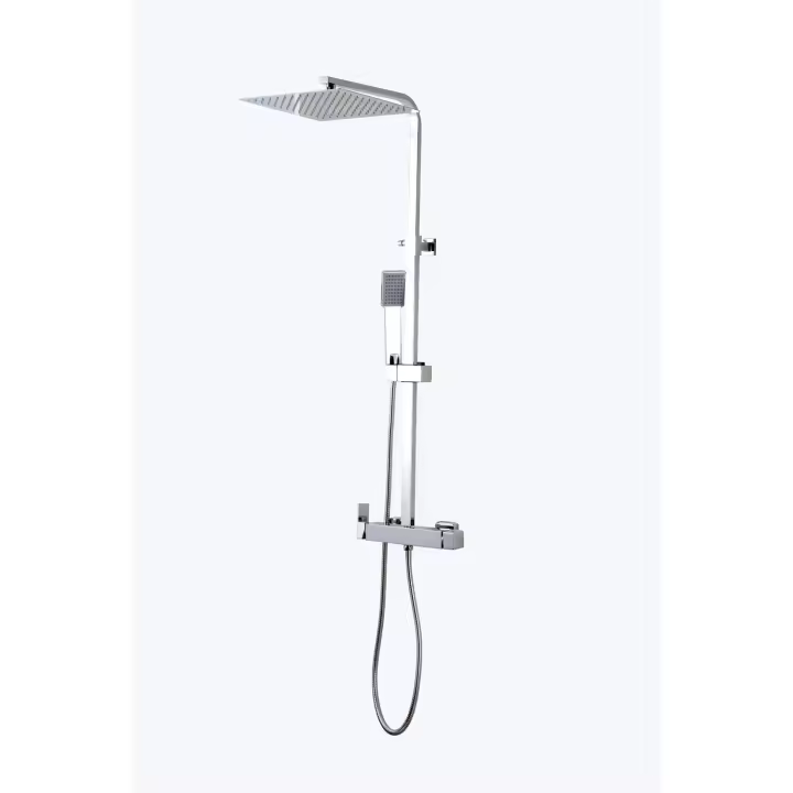 VALAZ Barra de ducha monomando cuadrada cromada serie Segura - 25cm - 1