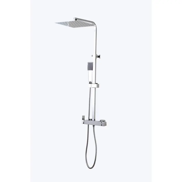 VALAZ Barra de ducha monomando cuadrada cromada serie Segura - 25cm - 1