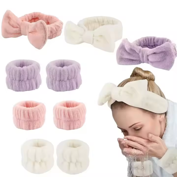 3Pcs Alfombrilla De Cabello Y Muñeca Para Baño Microfibra Toalla De Maquillaje Absorbente Scrunchies Bandas De Cabello Y Muñeca Para Spa - 1