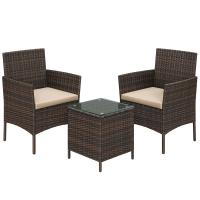 Conjunto de Muebles de Jardín en Ratán - Incluye 2 Sillones y 1 Mesa para Patio y Terraza - details 0