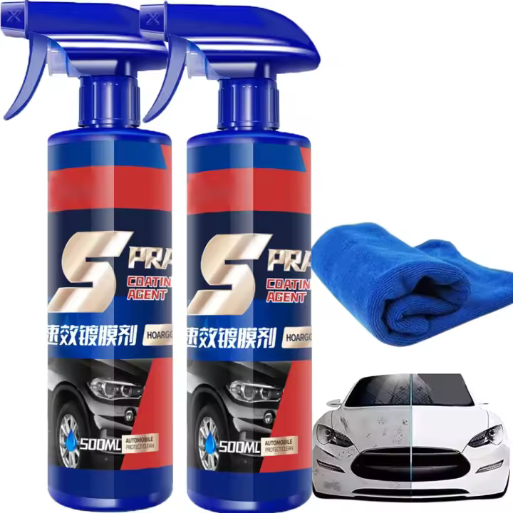 Spray de revestimiento de cerámica para automóviles 3 en 1, 2024 Nuevo 500ML Recubrimiento de cerámica rápido de alta protección Spary para automóviles, Nano Spray de pulido de cera rápido para revestimiento de automóviles (2 piezas) - 1
