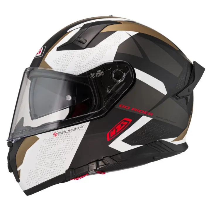 Casco Integral NZI Go Rider Stream Trident Black Grey Gold Matt - 1