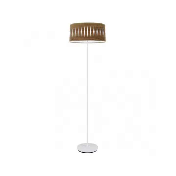 Fabrilamp - Pie Salon Piron 1xe27 Blanco/madera Oscura 165x40x40 Cm - 1