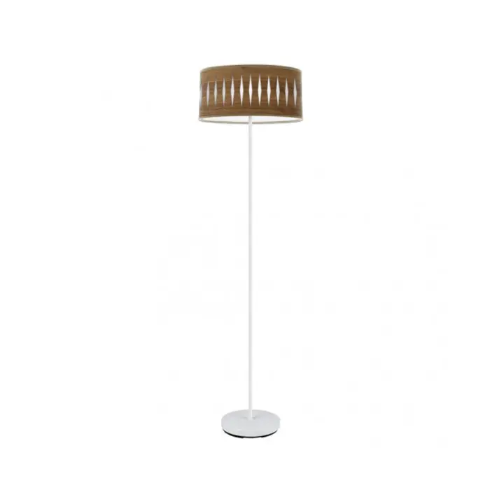 Fabrilamp - Pie Salon Piron 1xe27 Blanco/madera Oscura 165x40x40 Cm - 1