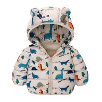 Chaqueta De Poliéster Para Niños Con Capucha Y Cierre De Cremallera Outerwear Ligera Para Otoño Con Estampado De Dinosaurio Cartoon - details 3