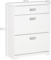 Mueble para zapatos con 2 cajones abatibles, estante ajustable + 1 cajón + 1 encimera hasta 16 pares 70 x 29 x 92 h, color blanco - details 2