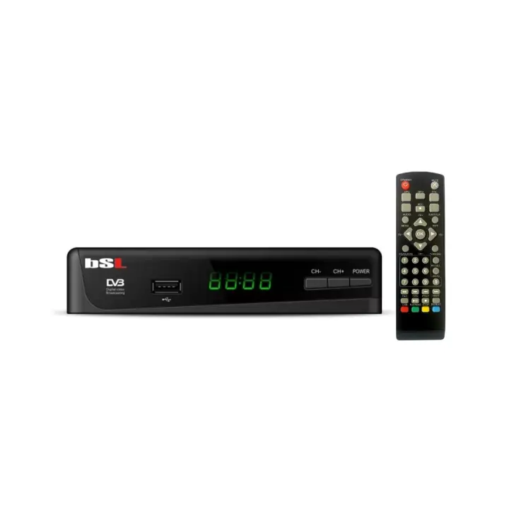 Receptor TDT2 HD BSL-255  Alta Definición  FULL HD 1080P  Soporta H.265 10 MAIN HEVC   Display Digital y Mando a distancia  Entrada Scart  , USB y HDMI - 1