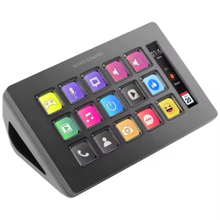 Mars Gaming MSD-ONE, Control Deck Slim, 15 Teclas LCD Personalizables, Pantalla LCD Ampliada, Software de Control y Plug-ins, Control Deck Compacto con Diseño Slim Ergonómico, Windows y MacOS, Controladora Stream Multimedia en Negro o Blanco - 1