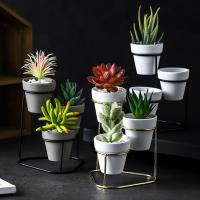 Juego De 3 Macetas De Suculentas En Hierro Dorado Y Negro Soporte De Flores De Estilo Europeo Para Decoración De Jardín Y Hogar Material Sillería - details 1