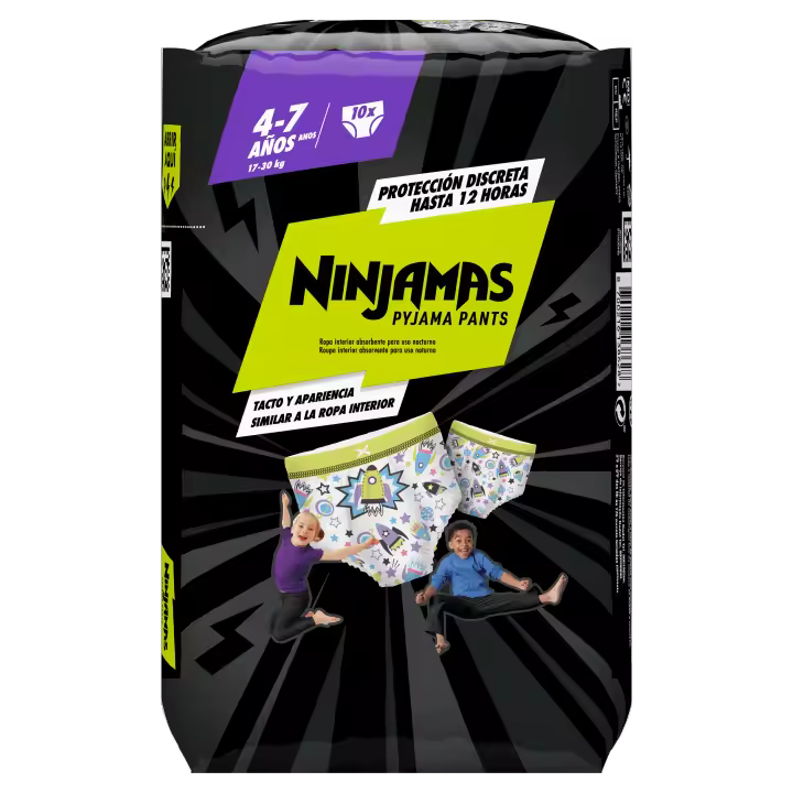 Dodot Ninjamas Carry Pack Cohete Talla 7, 8, pack mensual de 9 a 10 pañales - 1
