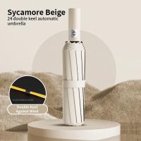 Paraguas Automático Grande 24 Huesos Resistente Al Viento Y UV Plegable En 3 Ribos Doble Para Viajes Para Hombres Y Mujeres Con Protección UVF Regalo - details 17