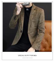 Chaqueta De Moda Para Hombres Estilo Británico Trasnochada Elegante Y Casual Ajustada Con Cuadros Para Bodas Y Trabajo - details 6