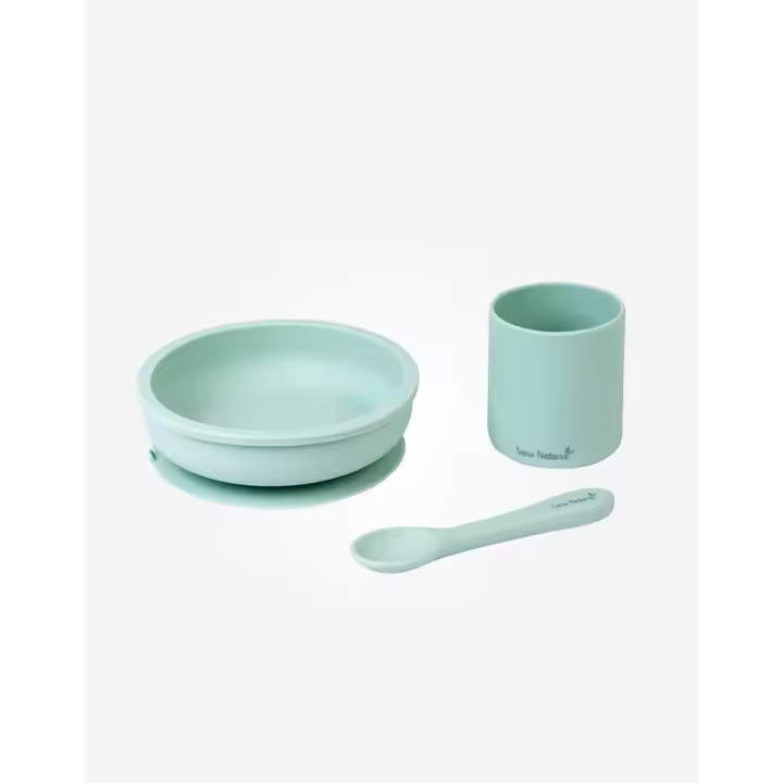 saro baby  set de alimentación  plato con ventosa, vaso a su medida y cuchara ergonomica - 1