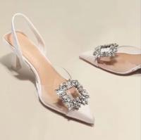 Nuevo Sexy Cristal Zapatos Transparent Sólida Puntera Cómoda Zapatos Banquete - details 2