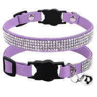 Collar De Gato De Cuero Suave Con Diamantes Bling Y Campana Seguridad Breakaway Ajustable Para Perros Y Gatos XS S Rosa - details 16
