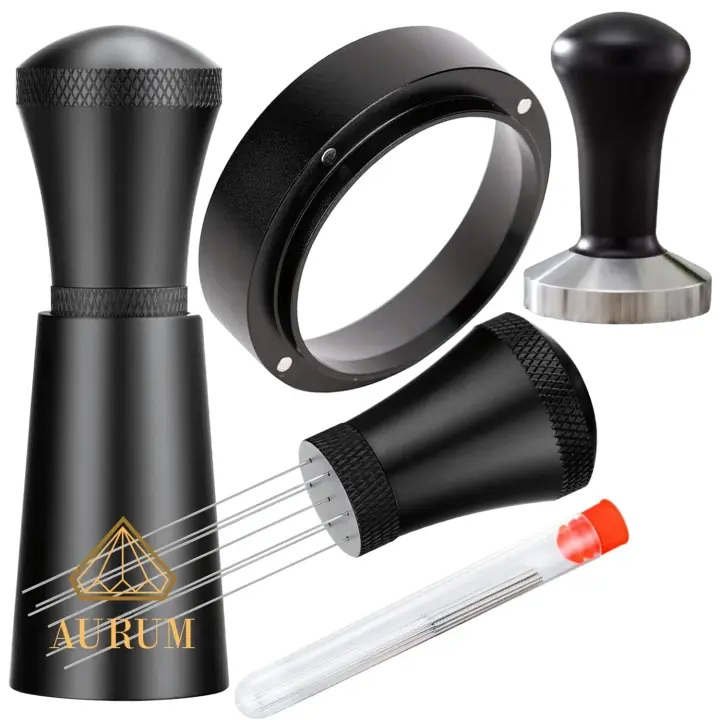 Aurum® Kit Barista Prensador de Café de 58mm con Agitador de 7 Agujas, Tamper Espresso Clásico, Herramientas Profesionales para Café Espresso, Ideal para Cafeteras Espresso, Baristas Profesionales y Amantes del Buen Café - 1