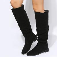 SP Botas de Caballero de Gamuza Retro Para Mujer, nuevo estilo, Tacón Gruesto, BOTAS Altas con punta, BOTAS marrones con pligues. - details 1