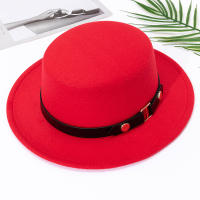 Sombrero Fedora Estilo Hepburn Para Mujer Versátil Retro Británico De Lana Jazz Top Flat Con Hebilla De Cinturón Para Otoño E Invierno - details 5